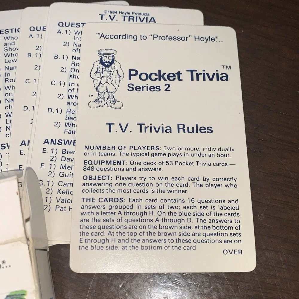 Hoyle Vintage 1984 Complete Pocket Trivia Series 2 Television‎ Trivia Card Game